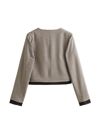 Gingham Print Short Blazer & Skirt Coord Set