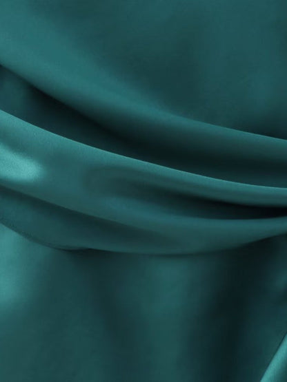 Emerald Green Satin Ribbon Tube Wrap Dress