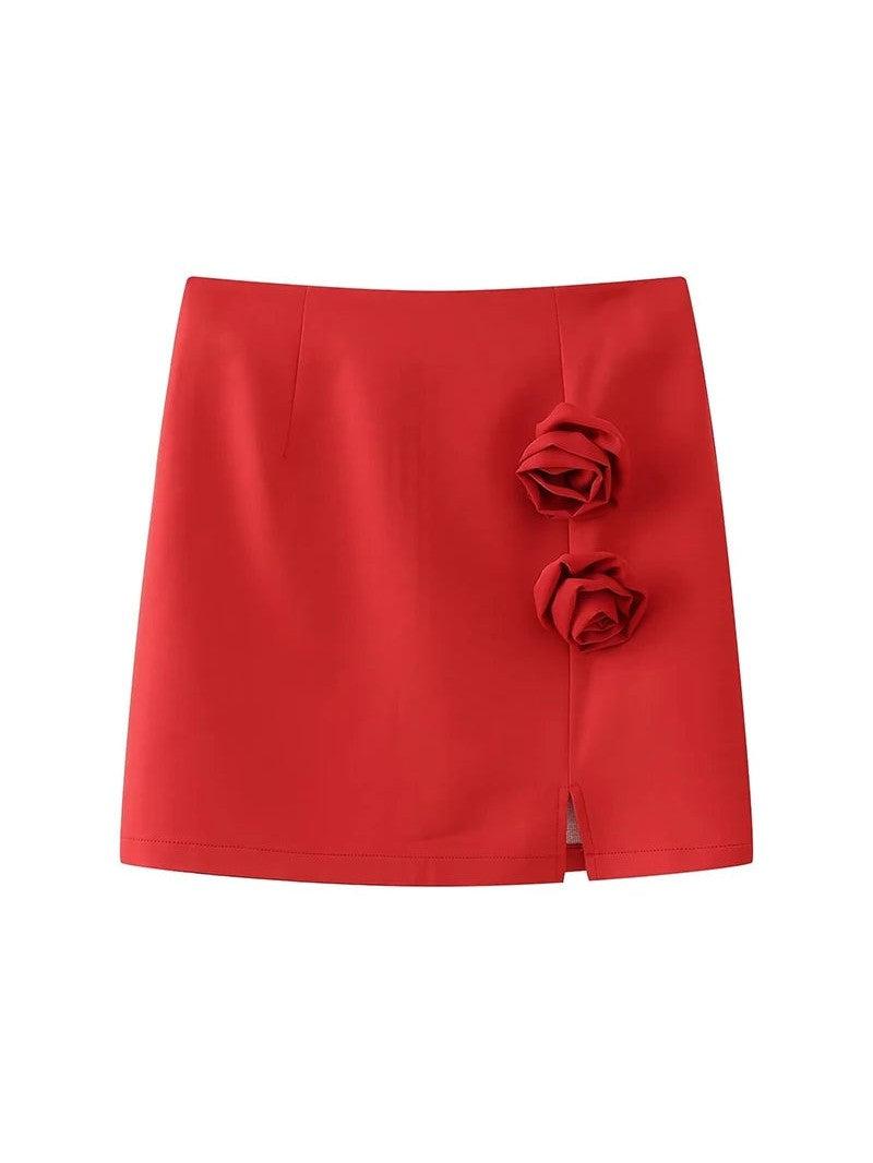 Red & White Halterneck Crop Waist Coat Vest & Skirt Coord Set