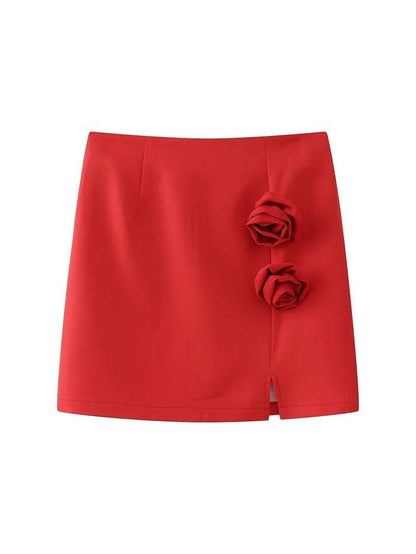 Red & White Halterneck Crop Waist Coat Vest & Skirt Coord Set