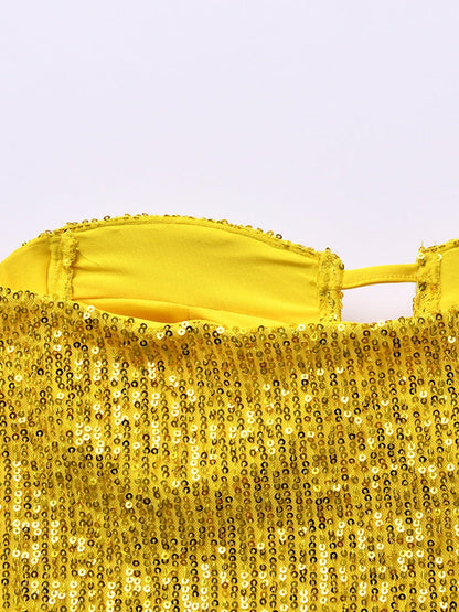Sequins Tube Corset Asymmetric Dress