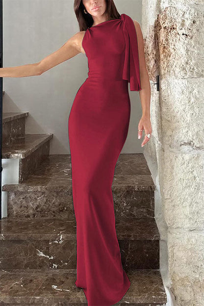 Meridress Elegant Sleeveless Tie Shoulder Bodycon Maxi Dress