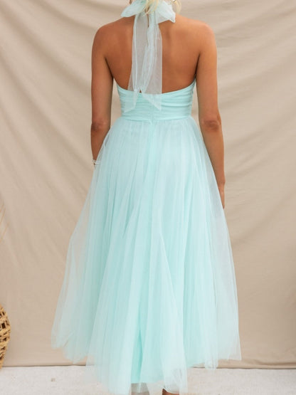 Halter Mesh Formal Dress Maxi Dresses