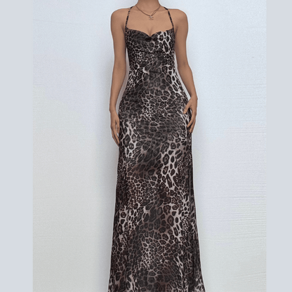 Halter leopard print maxi dress