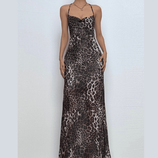 Halter leopard print maxi dress
