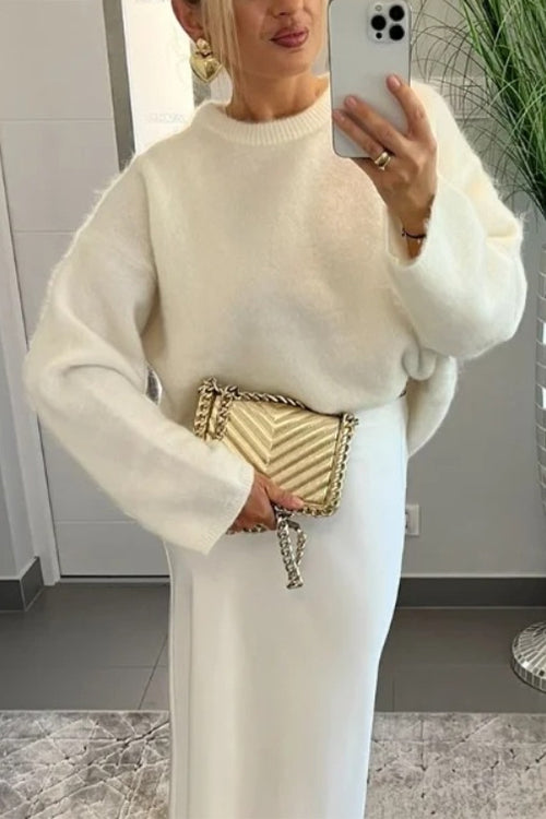 Casual Solid Crewneck Pullover Sweater