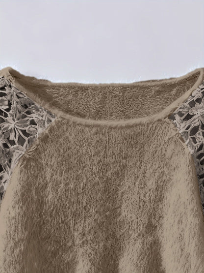 Lace Applique Loose-fit Sweaters