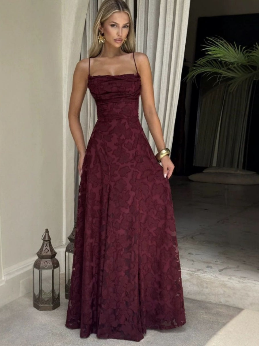 Backless Blended Formal Dress Maxi Dresses