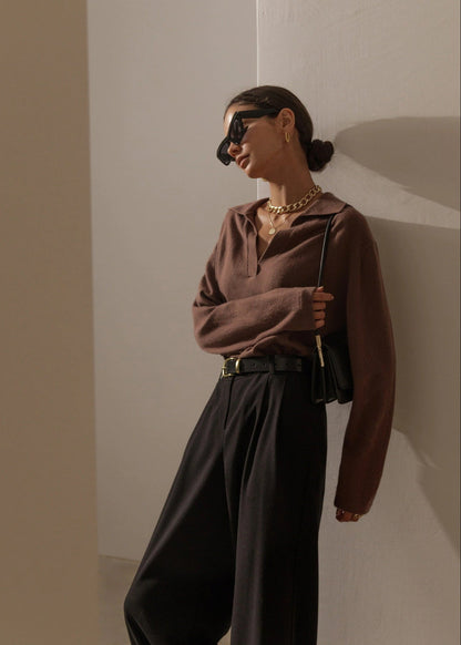 Adele - Soft Knit Polo Sweater