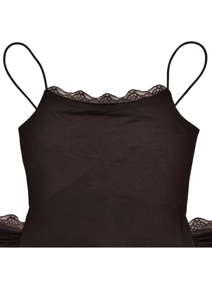Spaghetti Strap Lace Detailed Ribbon Bodycon Short Dress