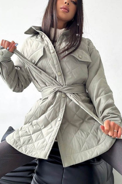 Oversized Longline Diamond Quilted Puffer Jacket