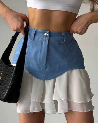 Pleated High Waist Mini Skirt