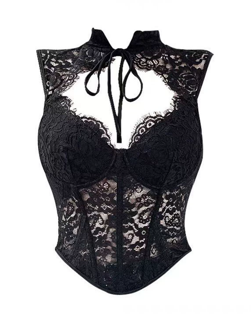 Fishbone Lace Halter Top