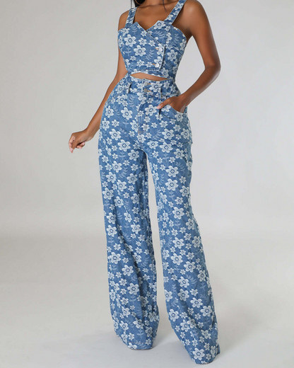 Denim Jacquard Print Set