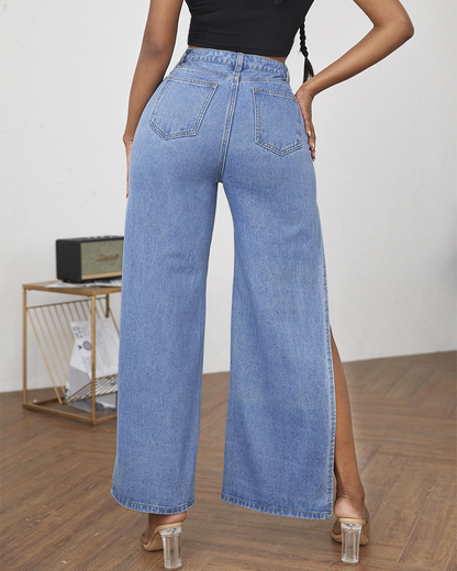 High Waist Ripped Loose Jeans