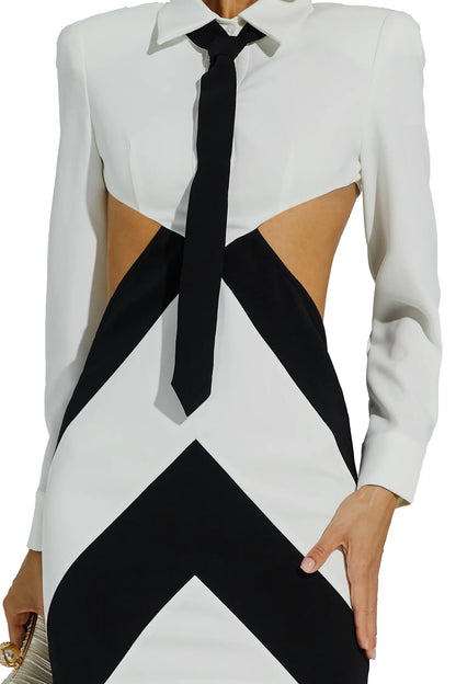 Betsy White Cut Out Long Sleeve Mini Dress