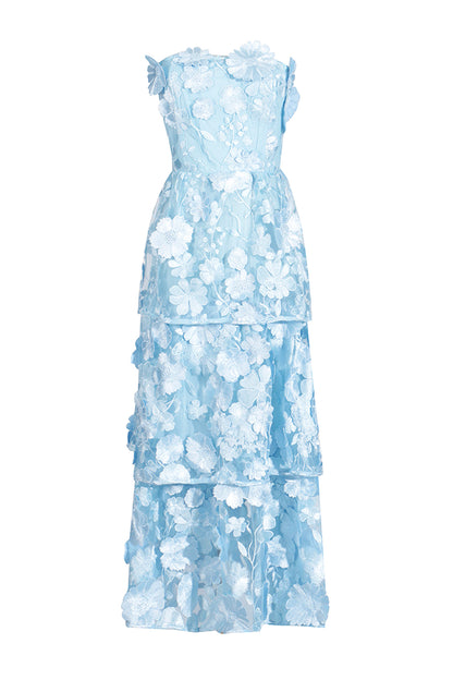 Morris Blue Flower Off Shoulder Dress