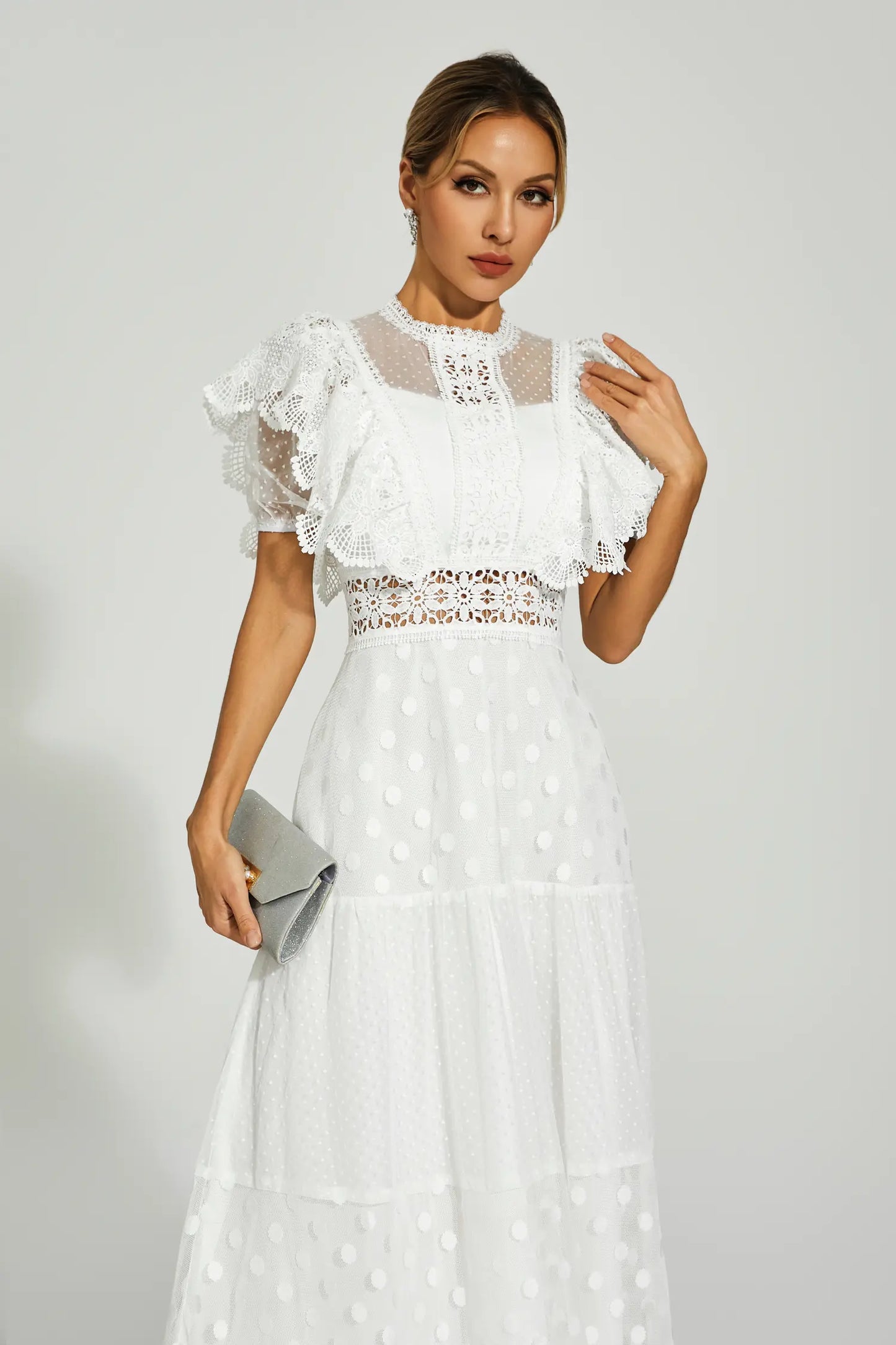 Noor White Polka Dot Maxi Dress