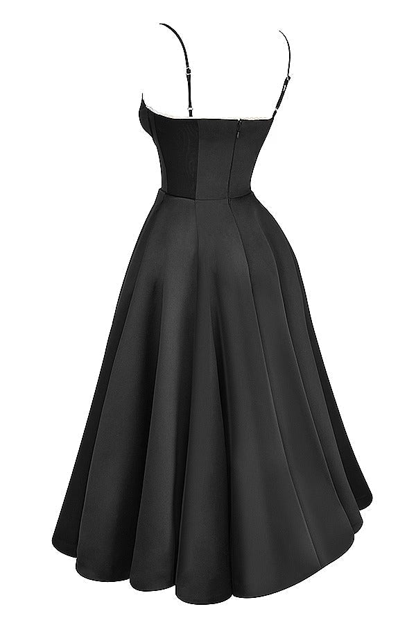 Lace Trim Sweetheart Corset Bodice Tulle Petticoat Fit and Flare Midi Dress