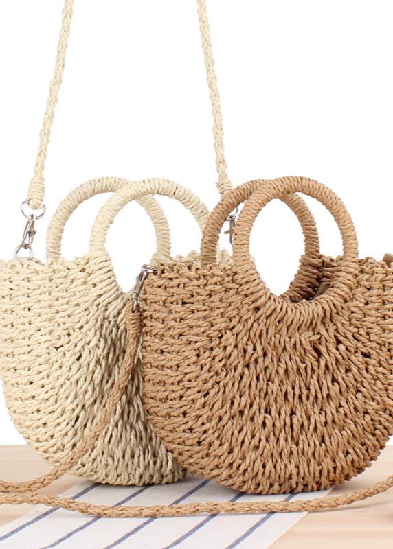 Vintage-Rattan Round Handle Handbag