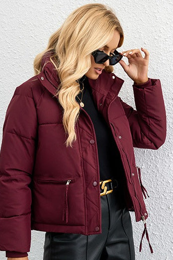 Short Stand Collar Relaxed Puffer Jacket
