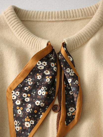 Aurora Vintage Crew Neck Cotton knitted Cardigan