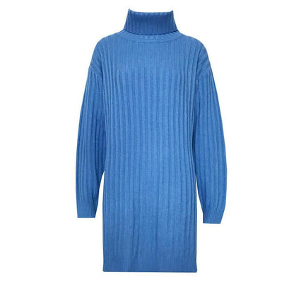 Ribbed Knit Turtleneck Long Sleeve Mini Sweater Dress