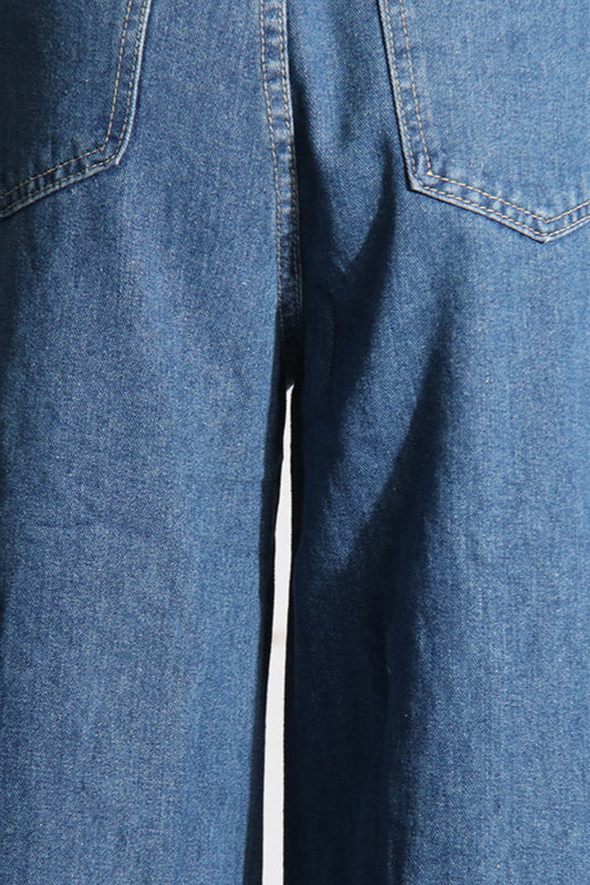 High Waist Heart Cutout Wide Leg Jean