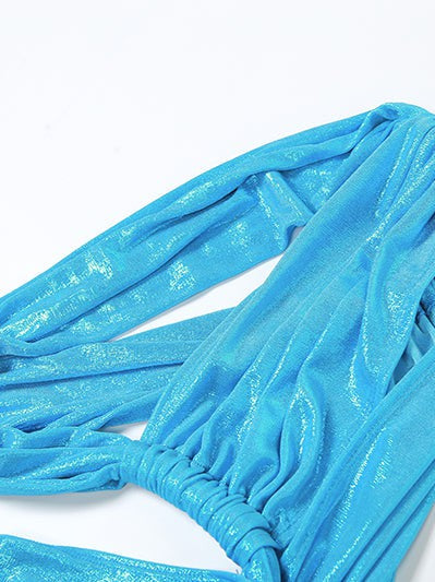 Oblique Shoulder Sheath High Slit Maxi Dress