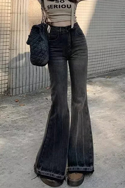 Slim Fit Elastic Bell Bottom Jeans