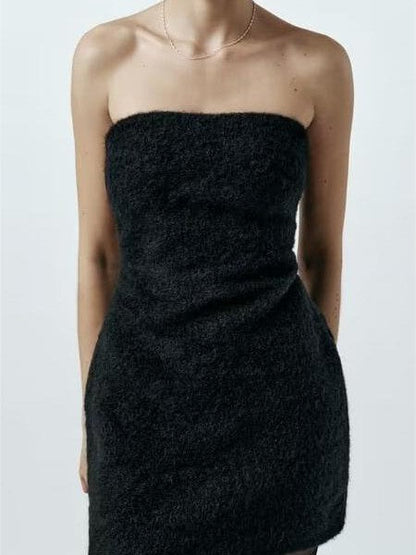Fur Effect Tube Top Dress