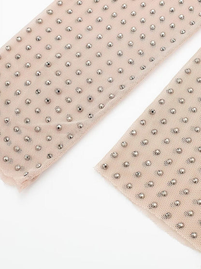 Turtle Neck Mesh Rhinestone Bodysuit