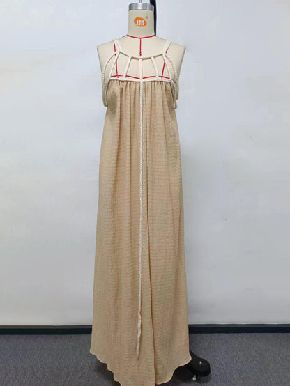 Rope Strapless Halterneck Loose Beach Dress