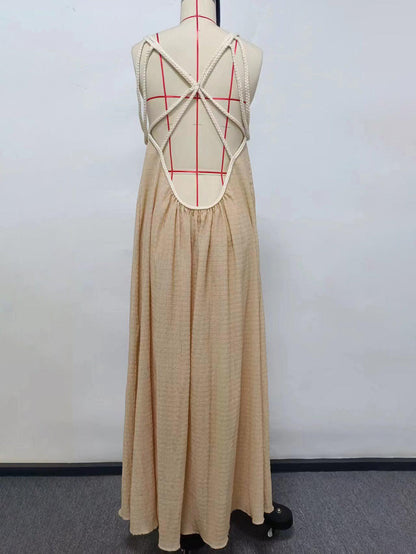 Rope Strapless Halterneck Loose Beach Dress