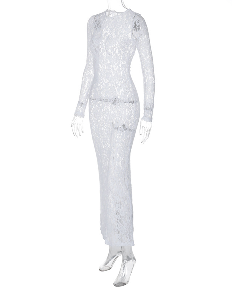 Hollow Lace Maxi Dress