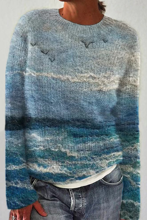 O Neck Long Sleeves Graphic Casual Sweater(in 3 Patterns)