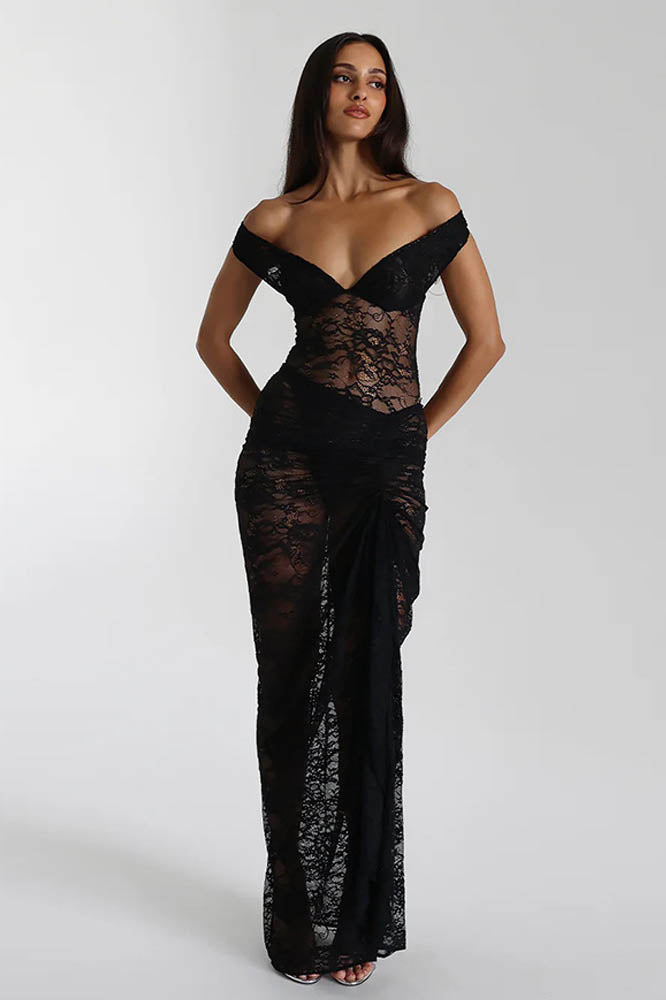 Lace Whisper – Backless Skirt Ensemble