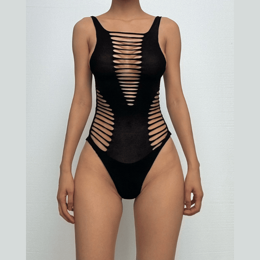 Hollow out square neck backless cami bodysuit
