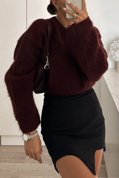Casual Solid Crewneck Pullover Sweater