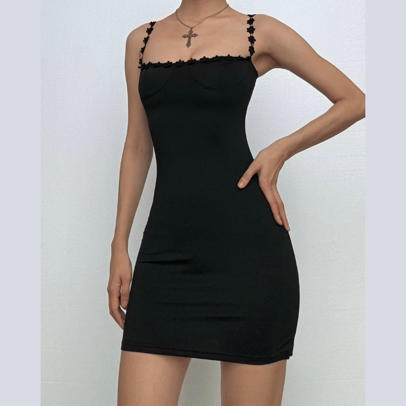 Floral strap square neck dress