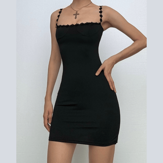 Floral strap square neck dress