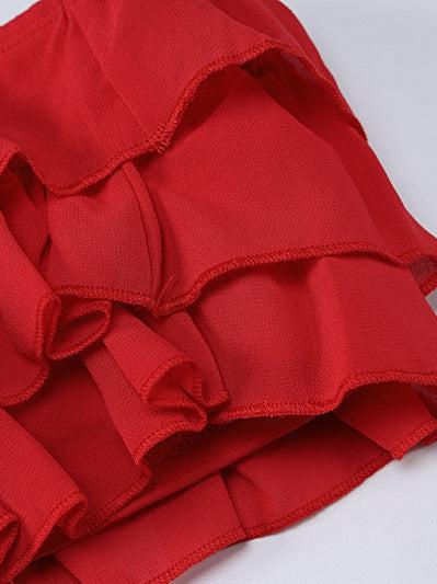 Ruffled Top & Irregular Asymmetric Skirt Set