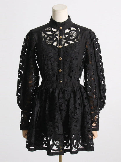 French Crochet Shirt Top & Shorts Coord Set