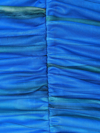 Tie & Dye V Neck Backless Frill Dress