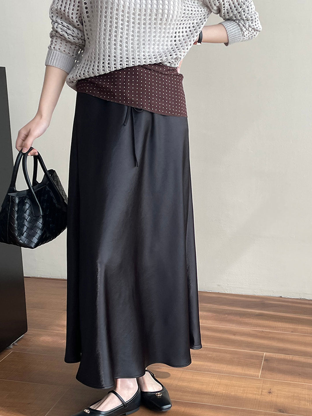 Mary Elegant Solid Color Satin Skirt