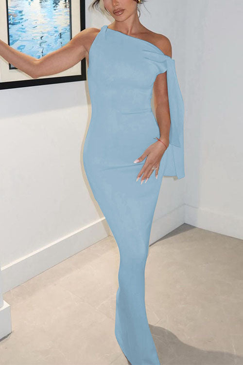 Elegant Sleeveless Tie Shoulder Bodycon Maxi Dress