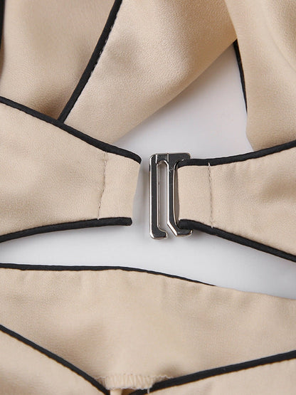 V Neck Dress Hollow Out Cutout High Slit Maxi Dress