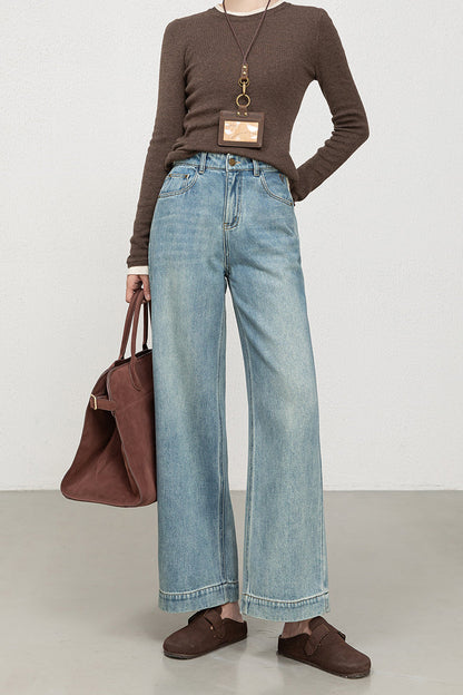 Soft High Rise Embroidered Cropped Jeans