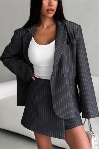 Elegant Blazer Two Piece Shorts Set