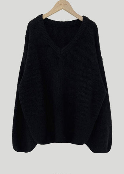 Cozy V-neck Loose Knit Pullover